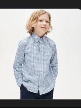 J. Crew Kids' Blue Gingham Button-Down Shirt